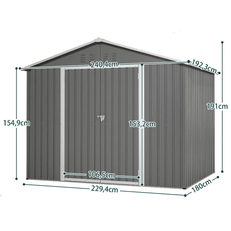 Abri de Jardin en métal - 191 x 240 x 192 cm