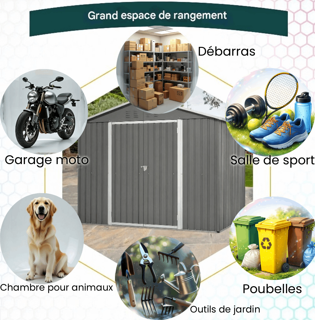 Abri de Jardin en métal - 191 x 240 x 192 cm