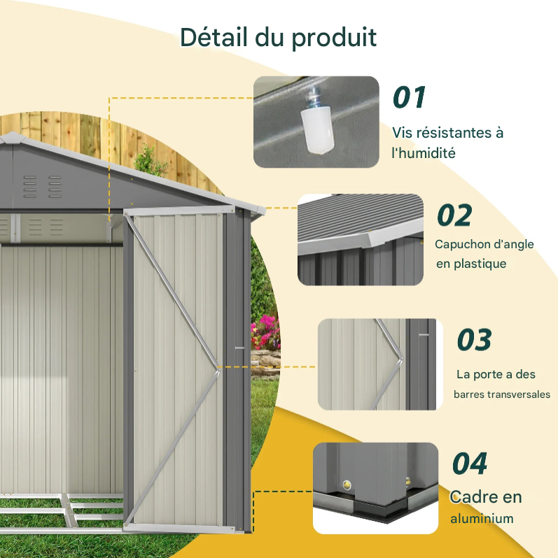 Abri de Jardin en métal - 191 x 240 x 192 cm