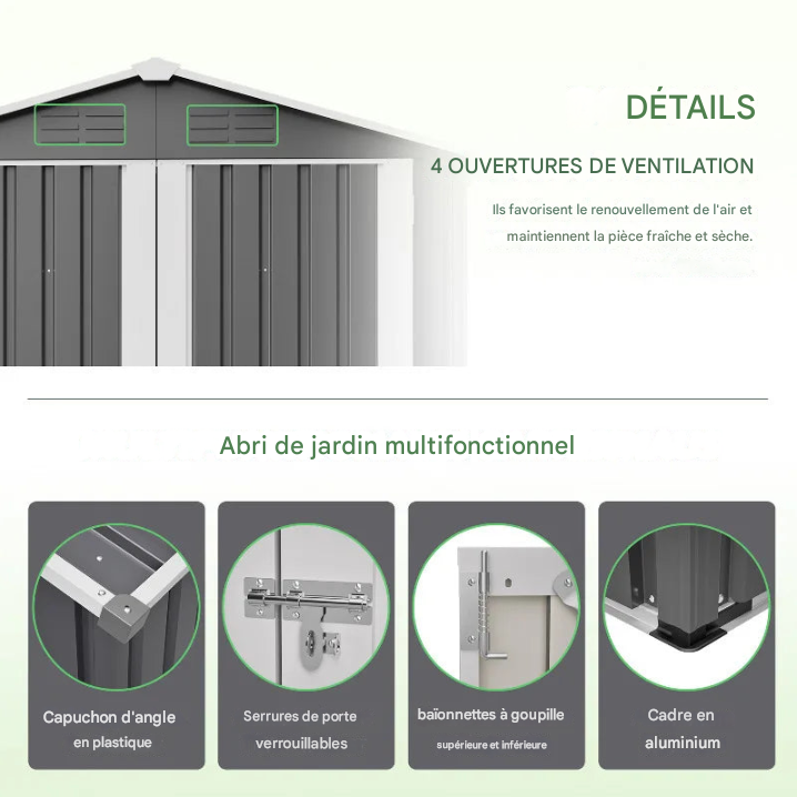 Abri de Jardin en métal - 185 x 172 x 129cm